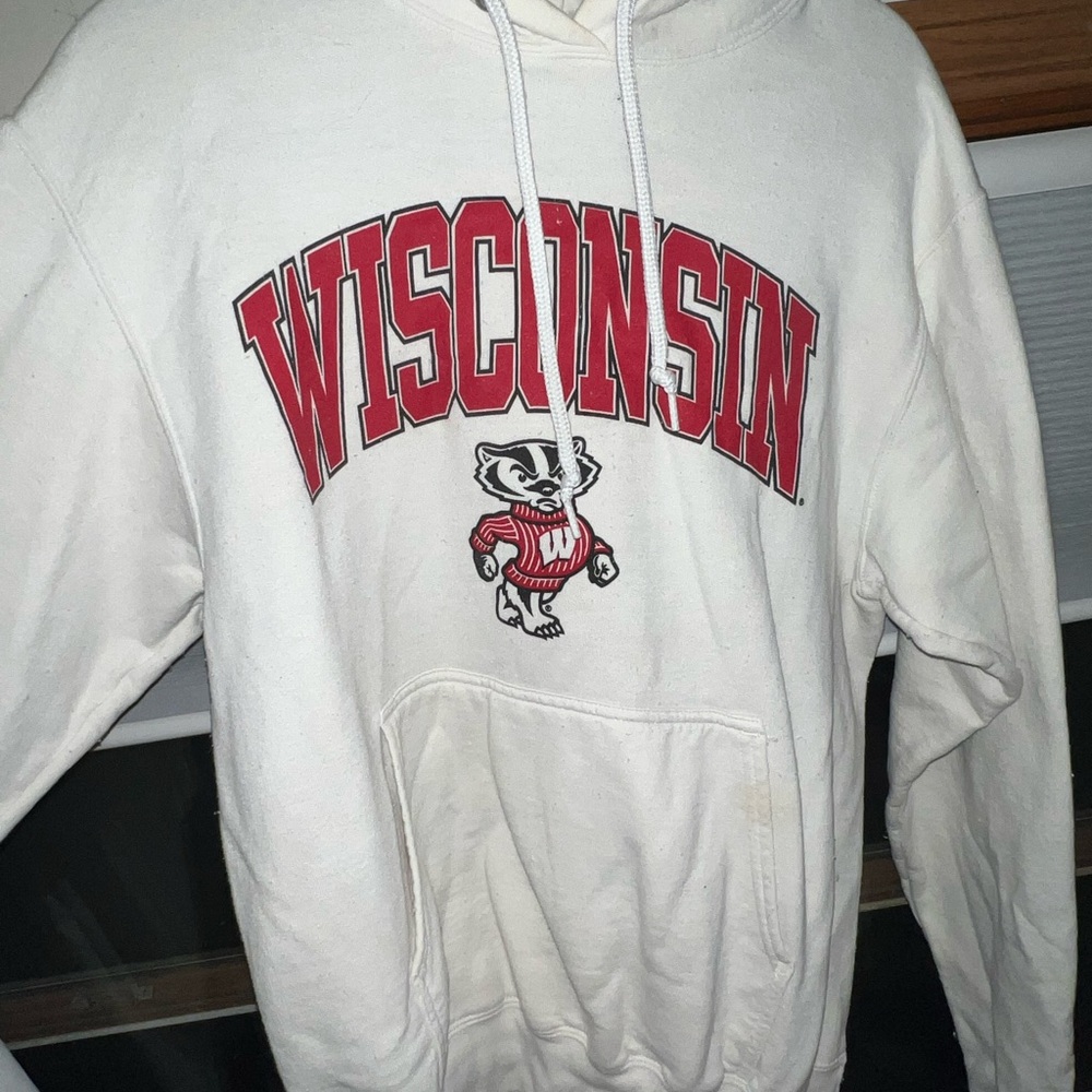 Champion White and Red Collegiate Hoodie